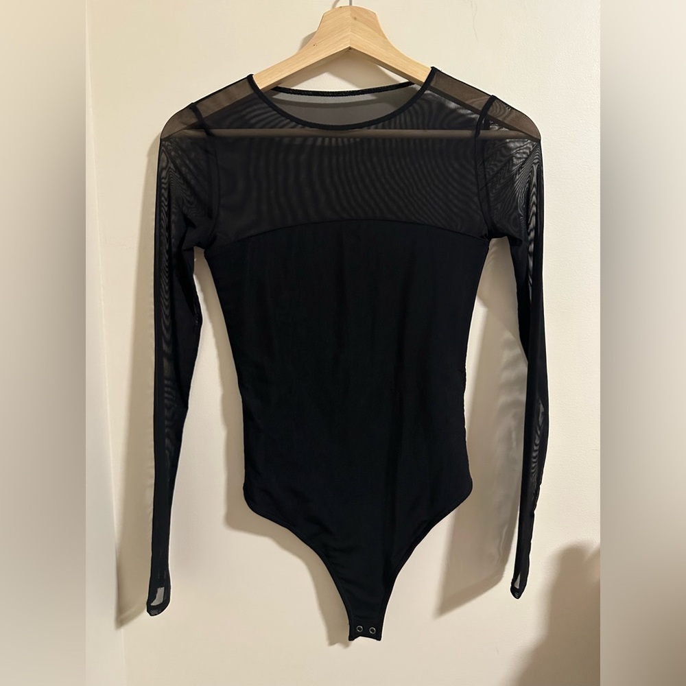 A&F Long-Sleeve Mesh Crew Bodysuit